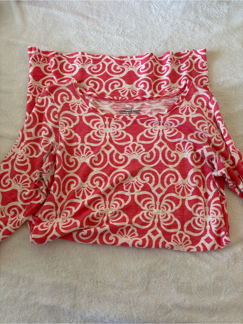Vineyard Vines Coral and White Patterned Knit Shift Dress